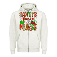 Oatmeal Heather santa's favorite nurse Zipper Hoodie - texasbilliewilder