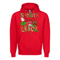 Red santa's favorite nurse Zipper Hoodie - texasbilliewilder