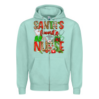 Seafoam santa's favorite nurse Zipper Hoodie - texasbilliewilder