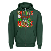 Sports Green santa's favorite nurse Zipper Hoodie - texasbilliewilder