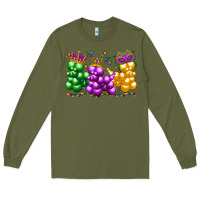 Army Green mardi gras bead dogs Long Sleeve Tee - LillyAllenDesigns
