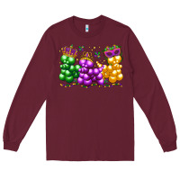 Burgundy mardi gras bead dogs Long Sleeve Tee - LillyAllenDesigns