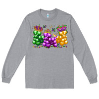 Heather Grey mardi gras bead dogs Long Sleeve Tee - LillyAllenDesigns