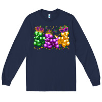 Navy mardi gras bead dogs Long Sleeve Tee - LillyAllenDesigns