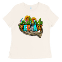 Bone yeehaw and cactus with horseshoe Ladies Tee - AdoDesignShop