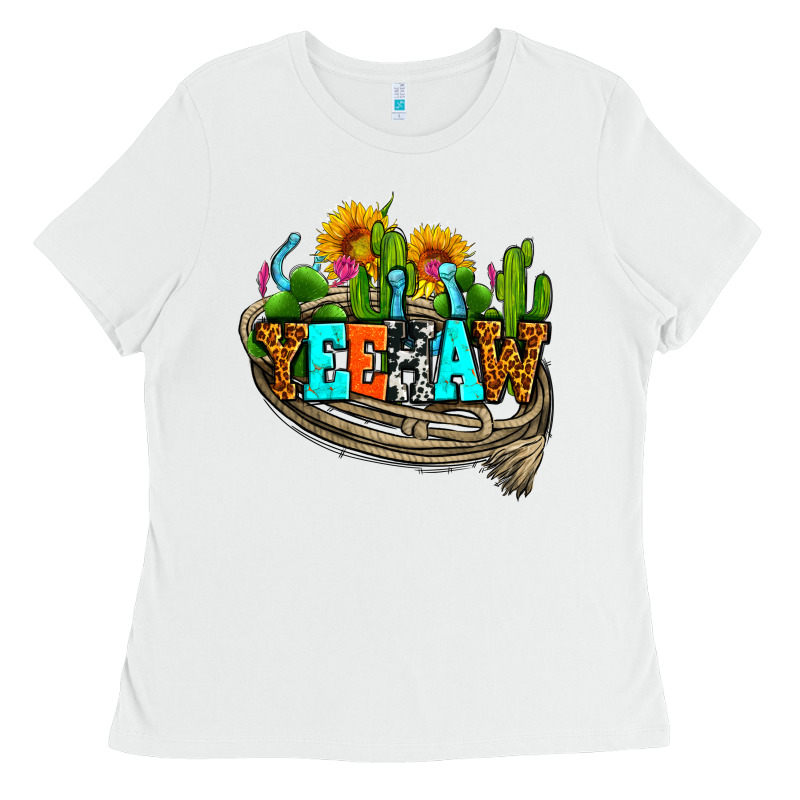 Yeehaw And Cactus With Horseshoe Ladies Tee by AdoDesignShop | Teevron