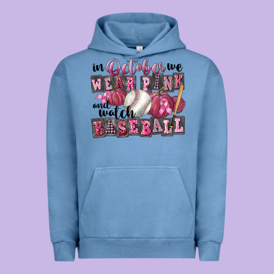 In October We Wear Pink And Watch  Baseball Urban Hoodie Designed By Fadigitalartstudio