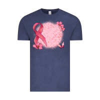 Vintage Denim customized breast cancer ribbon and background Vintage Tee - MaliasSmallBusiness