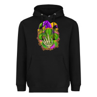 Black Mardi Gras with skeleton hand Heavyweight Hoodie - HowdyJamesFarm
