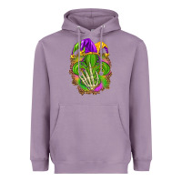 Lavender Mardi Gras with skeleton hand Heavyweight Hoodie - HowdyJamesFarm