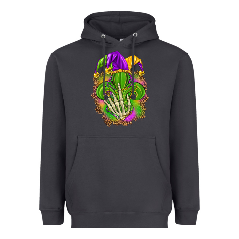 Mardi Gras With Skeleton Hand Heavyweight Hoodie by HowdyJamesFarm | Teevron