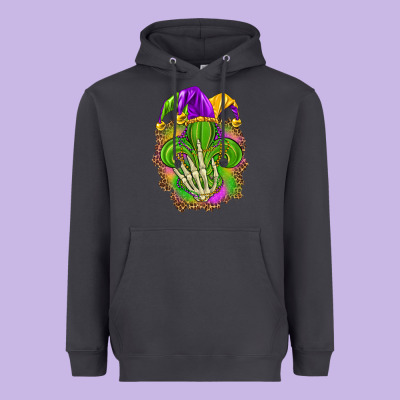 Mardi Gras With Skeleton Hand Heavyweight Hoodie Designed By Howdyjamesfarm