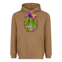 Toasted Coconut Mardi Gras with skeleton hand Heavyweight Hoodie - HowdyJamesFarm