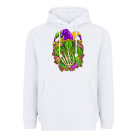 White Mardi Gras with skeleton hand Heavyweight Hoodie - HowdyJamesFarm
