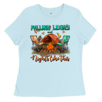 Baby Blue falling leaves and nights like this Ladies Tee - BundleAndBundleShop