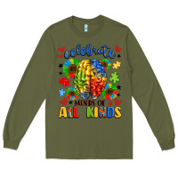 Army Green celebrate neurodiversity Long Sleeve Tee - LillyAllenDesigns