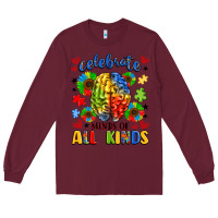 Burgundy celebrate neurodiversity Long Sleeve Tee - LillyAllenDesigns