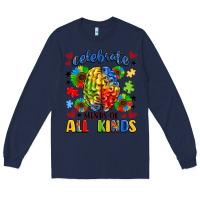 Navy celebrate neurodiversity Long Sleeve Tee - LillyAllenDesigns