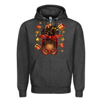 Charcoal Heather christmas afro messy bun Zipper Hoodie - texasbilliewilder