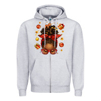 Heather Grey christmas afro messy bun Zipper Hoodie - texasbilliewilder