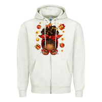 Oatmeal Heather christmas afro messy bun Zipper Hoodie - texasbilliewilder