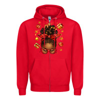 Red christmas afro messy bun Zipper Hoodie - texasbilliewilder