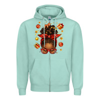 Seafoam christmas afro messy bun Zipper Hoodie - texasbilliewilder