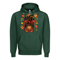 Sports Green christmas afro messy bun Zipper Hoodie - texasbilliewilder