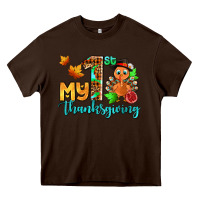 Chocolate Brown my first thanksgiving with turkey Heavy Core Tee - AdoDesignShop