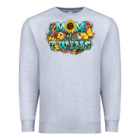 Heather Grey Mom of twins sunflower mothers day Premium Sweatshirt - HowdyJamesFarm