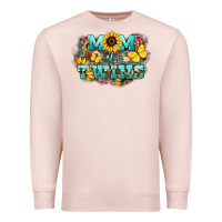 Pale Pink Mom of twins sunflower mothers day Premium Sweatshirt - HowdyJamesFarm
