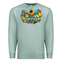 Seafoam Mom of twins sunflower mothers day Premium Sweatshirt - HowdyJamesFarm