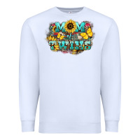 White Mom of twins sunflower mothers day Premium Sweatshirt - HowdyJamesFarm