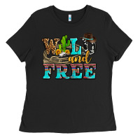 Black wild and free with cactus Ladies Tee - AdoDesignShop
