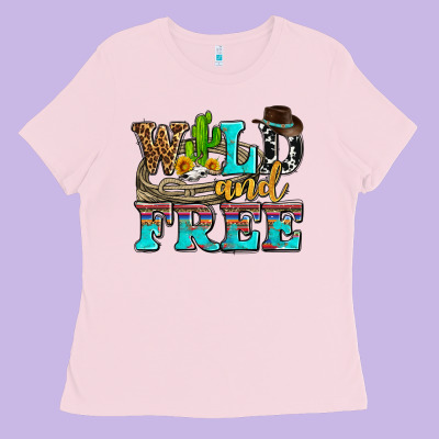 Wild And Free With Cactus Ladies Tee Designed By Adodesignshop