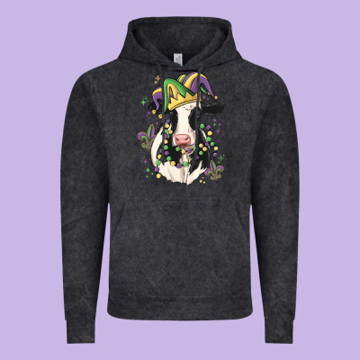 Mardi Gras Cow Vintage Hoodie Designed By Maliassmallbusiness