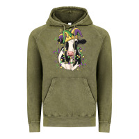 Vintage Olive mardi gras cow Vintage Hoodie - MaliasSmallBusiness