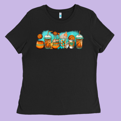 Basketball Coffee Cups Ladies Tee Designed By Jasminsmagicworld