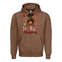 Chestnut merry christmas afro messy bun Zipper Hoodie - texasbilliewilder