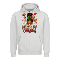 Dove Grey merry christmas afro messy bun Zipper Hoodie - texasbilliewilder