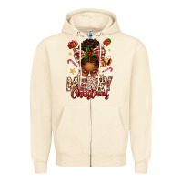 Sandshell merry christmas afro messy bun Zipper Hoodie - texasbilliewilder