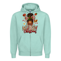 Seafoam merry christmas afro messy bun Zipper Hoodie - texasbilliewilder