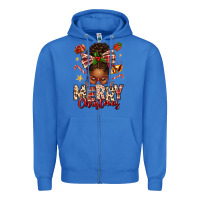 True Royal merry christmas afro messy bun Zipper Hoodie - texasbilliewilder