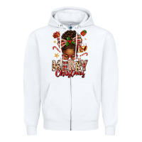 White merry christmas afro messy bun Zipper Hoodie - texasbilliewilder