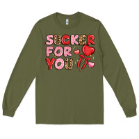 Army Green lovethemed typography with heart lollipop Long Sleeve Tee - LillyAllenDesigns