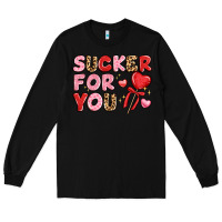 Black lovethemed typography with heart lollipop Long Sleeve Tee - LillyAllenDesigns