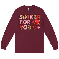 Burgundy lovethemed typography with heart lollipop Long Sleeve Tee - LillyAllenDesigns