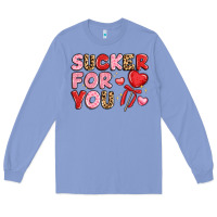 Colony Blue lovethemed typography with heart lollipop Long Sleeve Tee - LillyAllenDesigns