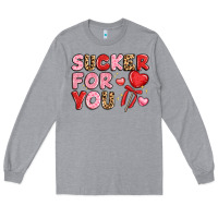 Heather Grey lovethemed typography with heart lollipop Long Sleeve Tee - LillyAllenDesigns