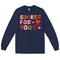 Navy lovethemed typography with heart lollipop Long Sleeve Tee - LillyAllenDesigns
